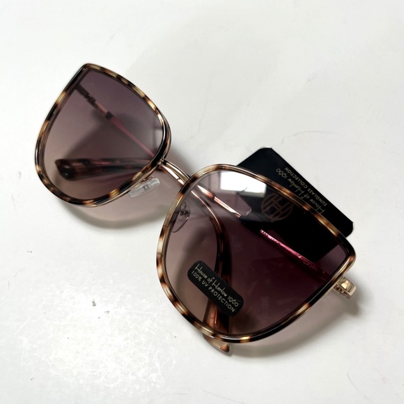 NWT Original HOUSE OF HARLOW Cat Eye  Sunglasses Tortoise Shell Brown Metal Thin - Picture 6 of 6